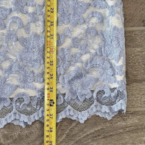 Badgley Mischka Belle Alexandra Lace Dress Size 8 Bodycon Blue White - Picture 10 of 10
